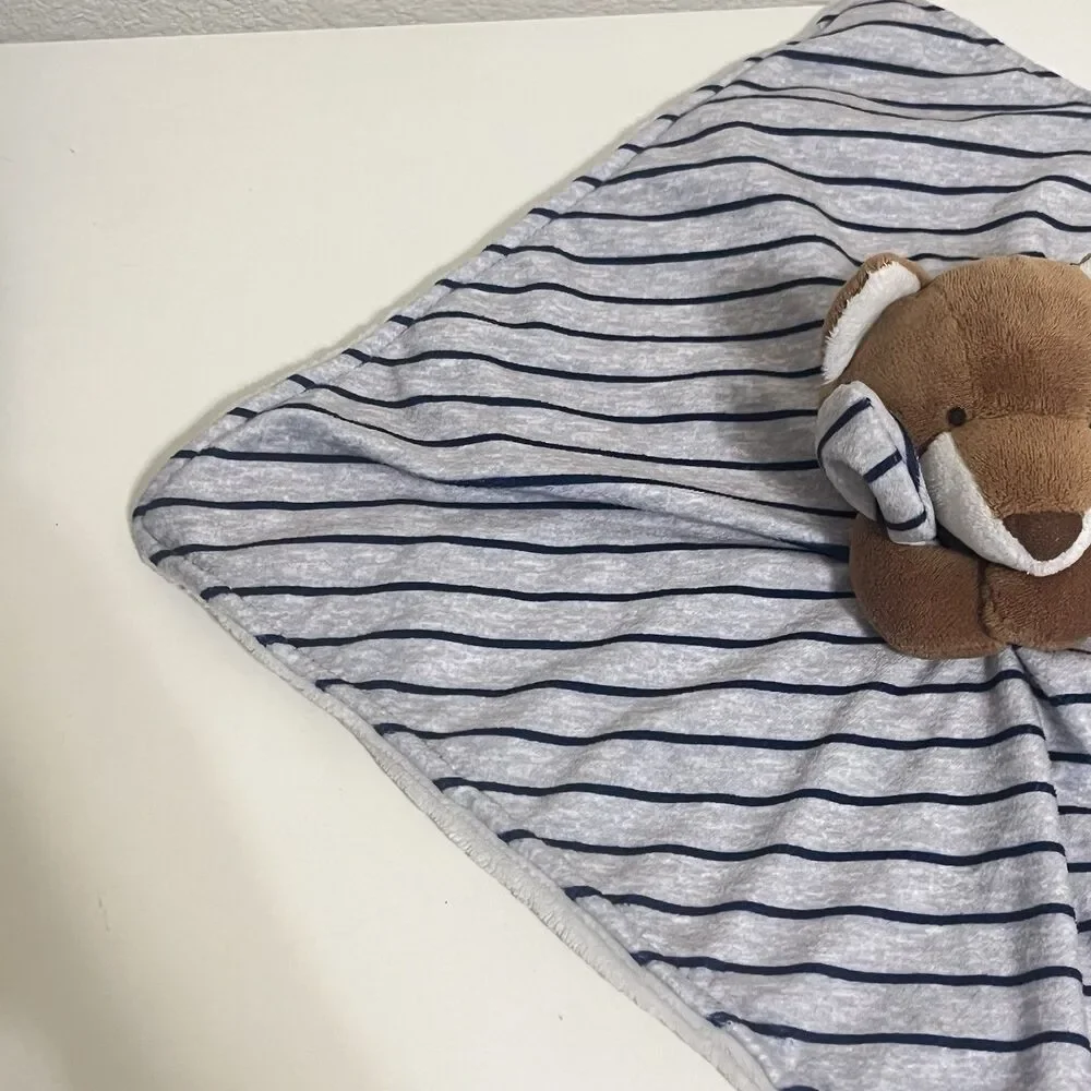 Carter's Just One You Gray Striped Fox Security Blanket Lovey Lovie Blankie